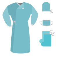 Комплект одежды хирургической КХ-01 "Гекса" (халат пл.42, бах выс, маска, шап "Колпак") стерильный