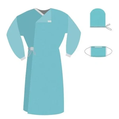 Комплект одежды и белья хирургии одноразовый, стерильный КХ "Гекса-04" (халат, маска на резинке, трехслойная, шапочка "Колпак")